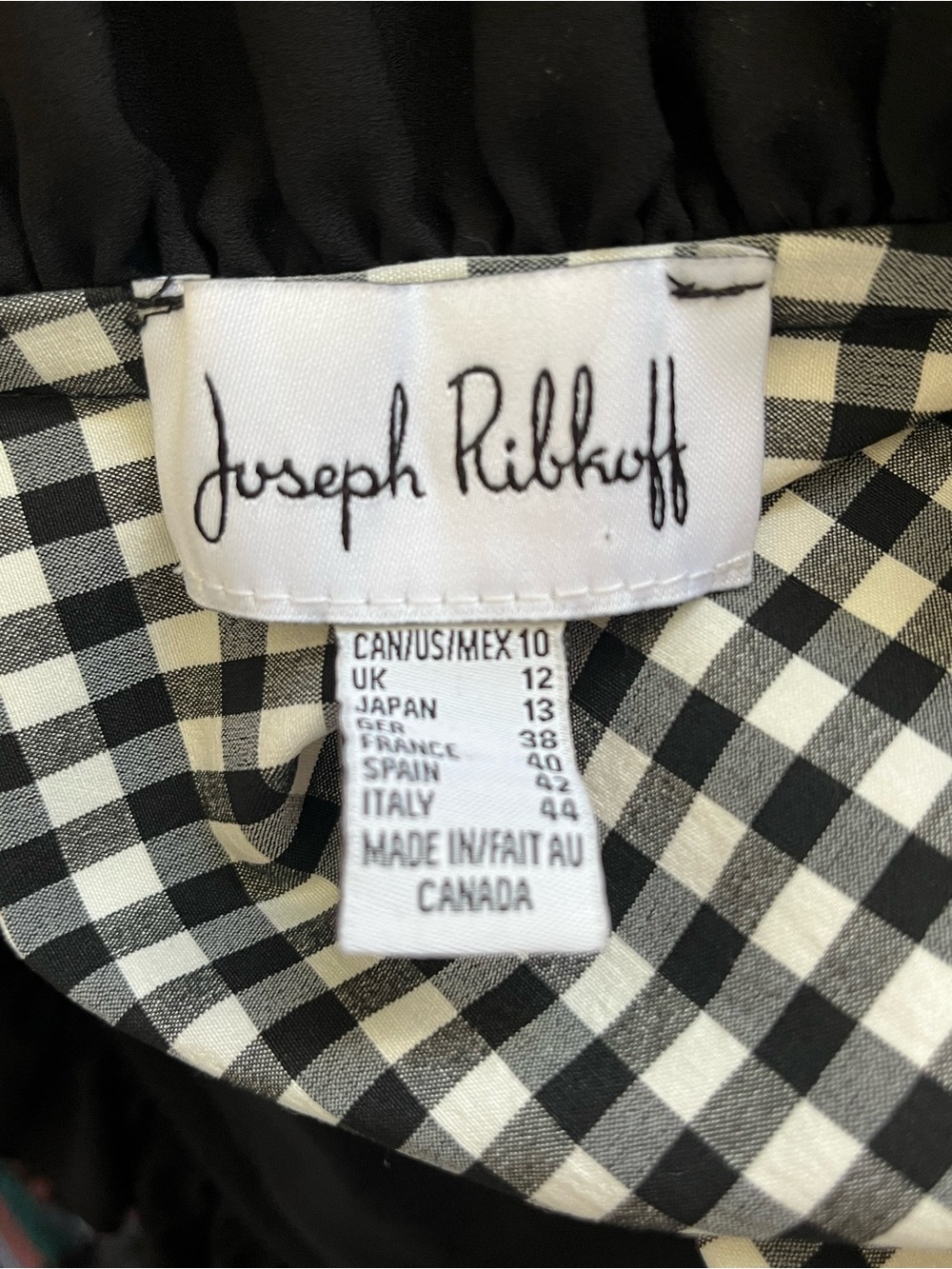 🇨🇦 RIBKOFF Vintage Gingham Ruffle Trim Blazer Jacket Black White Romantic Goth - Picture 6 of 6